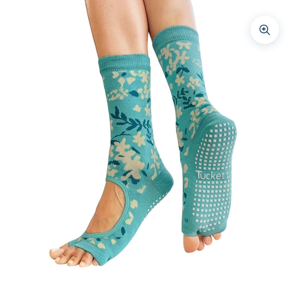 Tucketts Crew Pilates Socks Non-Slip Grip Open Closed Toe Barre Yoga